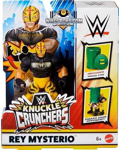 WWE Knuckle Crunchers Figur, 10 cm – Figuren Rey Mysterio + Zubehör von WWE