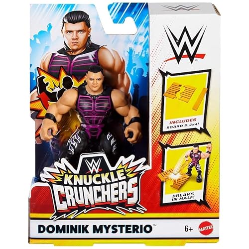 WWE Knuckle Crunchers – Figur mit Gelenken, 10 cm – Figur Dominik Mysterio mit Zubehör von WWE