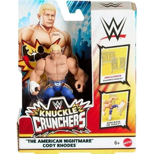 WWE Knuckles Crunchers Figur mit Gelenken, 10 cm – Figuren Cody Rhodes (The American Nightmare) + Zubehör von WWE