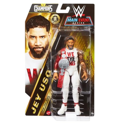 WWE Main Event Series Champions – Figur mit Gelenken, 15 cm – Figuren Jey Uso + Gürtel von WWE