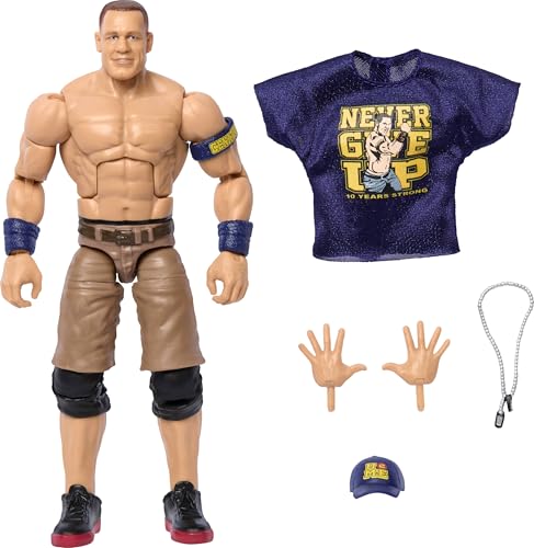 Mattel WWE Elite-Actionfigur & Zubehör, Greatest Hits Serie 2025, 15,2 cm, Sammlerstück John-Cena mit 25 Gelenkpunkten & austauschbaren Händen von Mattel