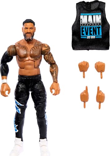 WWE Mattel Top-Picks, Elite-Actionfigur und Zubehör-Set, Jey USO 15,2 cm, Sammlerstück mit austauschbaren Händen, Ringausrüstung und 25 Gelenkpunkten von Mattel