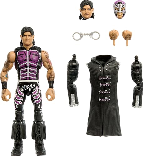 WWE Mattel Ultimative Edition Actionfigur & Zubehör, 15,2 cm Dominik Mysterio Sammelset, austauschbare Köpfe & Hände, 30 Gelenkpunkte von Mattel