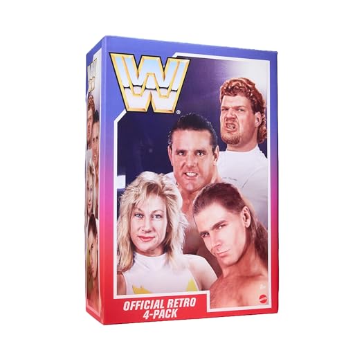 WWE Retro-Actionfiguren, 4er-Pack, inklusive britischer Bulldogge, Shawn Michaels, Alundra Blayze und Isaac Yankem von WWE