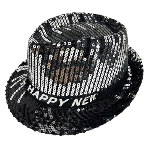 WWHJR Shimmering Sequined Hat For Stage Show Hat Silvester Hat Headwear Gentleman Hat Carnivals Party Accessory Headpiece von WWHJR