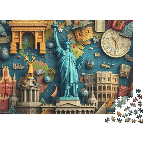 The Statue of Liberty Puzzle 1000 Teile Puzzle Für Kinder Herausforderungsspielzeug Lernspiel Puzzlespiel Ab 14 Jahren 1000pcs (75x50cm) von WWJLRLXTO