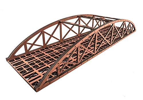 War World Scenics Zweispurige Hoch-Detail Rote Stabbogenbrücke 560mm - Spur 00/H0 MDF Modellbahn Modellbau Landschaft Gelände von WWS War World Scenics