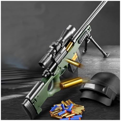 AWM Shell-Throwing Blaster Shot Gun 20 Weiche Schaumstoff-Darts 10 PatronenhüLsen 1 Magazine Sturmgewehr Spielzeug Soft Bullet Toy Gun Pistole Sniper Rifle Militärserie von WXFFZ