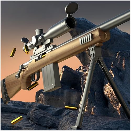 AWM Sniper Rifle Automatic Eva Soft Bullet Sniper Rifle Toy 80ft Long Distance Shooting Foam Blaster Adjustable Magnifying Glass DIY Toy Gun Suitable for 6-14 Years Old Kids Outdoor Games von WXFFZ