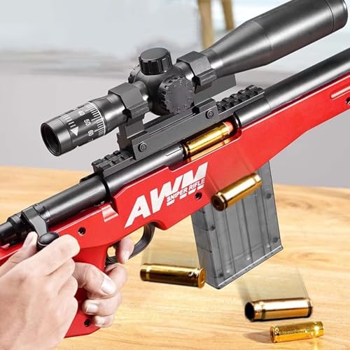 AWM Soft Bullet Spielzeugpistole mit manuellem Abschuss mit auswerfbarem Magazin Scharfschützengewehren für Jungen ab 7 Jahren Outdoor-Shootings von WXFFZ