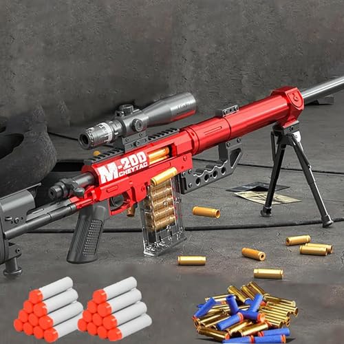 M200 Soft Bullet Sniper Toy Gun für Kinder with Rifle Lupe 1 Magazines 10 Ejecting Bullet Case 20 Soft Bullet Spielzeug Pistole Schaumstoff Blaster Gewehr füR de 8+ añOs Shooting Games Sports von WXFFZ