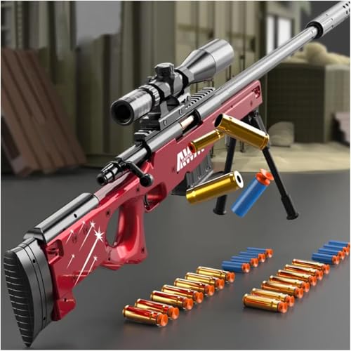 WXFFZ ScharfschüTzengewehr Spielzeugpistole Kinder Eva Soft Bullet Sniper Toy Long Range Shooting Auswurf Shell Ejecting Schaumstoff Blaster AWM Mit Lupe FüR Jungen MäDchen 6-14 Jahre Alt Kinder von WXFFZ