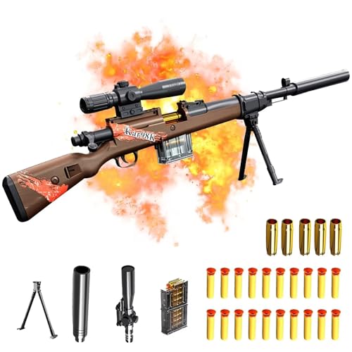 Shell Ejecting Toy Gun Soft Bullet Sniper Rifle mit Verstellbarer Lupe Manuelles Schaumstoff Blastergewehr Spielzeug füR de 6+ añOs Kinder Erwachsene Shooting Games 98k Pistole von WXFFZ