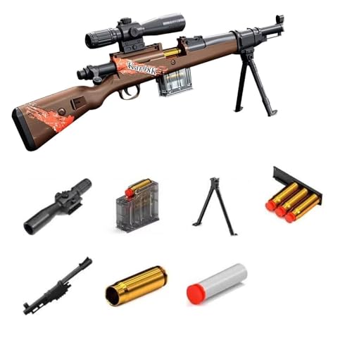 WXFFZ Soft Bullet Guns 98k Schaumstoff-Blaster Toy Gun Eva-Shell Ejection Manual Loading Sniper Gun mit Schaumstoff Soft Bullet für 6 bis 14 Jahre Geburtstag Weihnachten Halloween-Partyspiele von WXFFZ