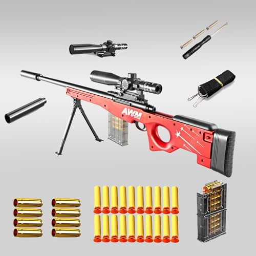 Soft Bullet Spielzeug Pistole AWM Manuelles HüLlenauswurfs Kinder Sniper Gun 130cm Abnehmbares Schaumstoff Blastergewehr für Teenager und Erwachsene ScharfschüTzengewehr Shooting Games von WXFFZ