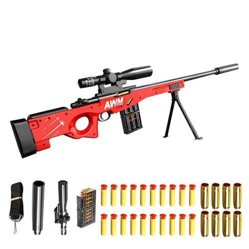 Spielzeug Pistole AWM Shell Auswurf Spielzeug Gewehr manuelle Blaster Gewehr Soft Foam Bullet Pistole Mit 20 Offizielle Darts 10 Dart Clip Toy Guns für Jungen Mädchen 6-14 Jahre alt Kinder Geschenk von WXFFZ