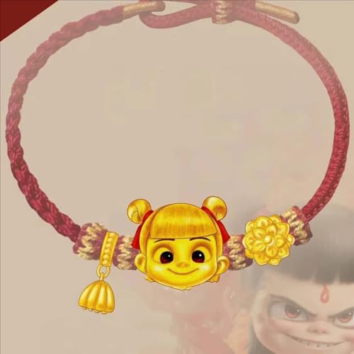 WXFFZ Kreatives Nezha 2-Armband aus Titanstahl handgefertigter Schmuck aus Kunsthandwerk verschlungene Ausdrucksperlen Filmlänge geeignet als Geburtstagsgeschenk für Kinder und Jugendliche von WXFFZ