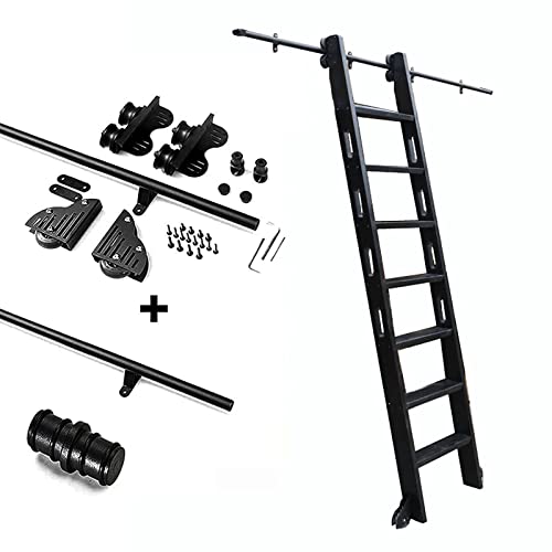 Teleskop-Rolltreppen-/Rutschen-Hardware-Kit, runde Schiene/Führungsschiene, bewegliche Leiterschiene aus rundem Stahlrohr, geeignet für Zuhause/Innenraum/Dachboden, mit Bodenrollen von WXLPCGO