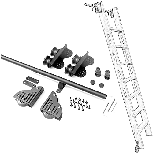 Teleskop-Schiebe-Scheunentor-Set 3,3 Fuß bis 20 Fuß, kreisförmige Teleskopschiene + Verlängerungsschiene, mit Bodenrollen, für Zuhause/Dachboden/Bibliothek von WXLPCGO