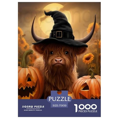 1000-teiliges Halloween-Kürbis-Puzzle für Erwachsene Teenager, Holzpuzzles für Erwachsene, Puzzles für Erwachsene, Lernspiel, Herausforderungsspielzeug, 1000 Stück (75 x 50 cm) von WXMMoney