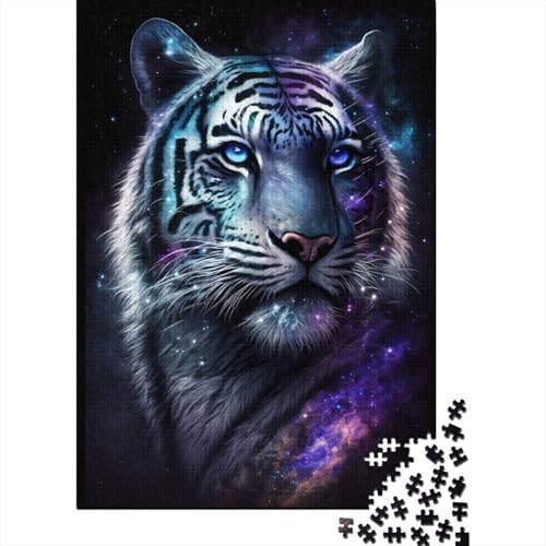 1000-teiliges Holzpuzzle, Art White Tiger Galaxy Jigsaw, kreatives rechteckiges Puzzle, Geschenk für Familienspiel, Freunde, 1000 Teile (75 x 50 cm) von WXMMoney