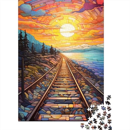 1000-teiliges Holzpuzzle, buntes Eisenbahn-Puzzle, kreatives rechteckiges Puzzle, Geschenk für Familienspiel, Freunde, 1000 Teile (75 x 50 cm) von WXMMoney