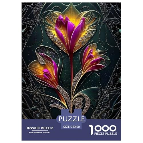 1000-teiliges Kunst-Blumen-Puzzle für Erwachsene, Puzzle, Lernspiel, Herausforderungsspielzeug, 1000 Stück (75 x 50 cm) von WXMMoney