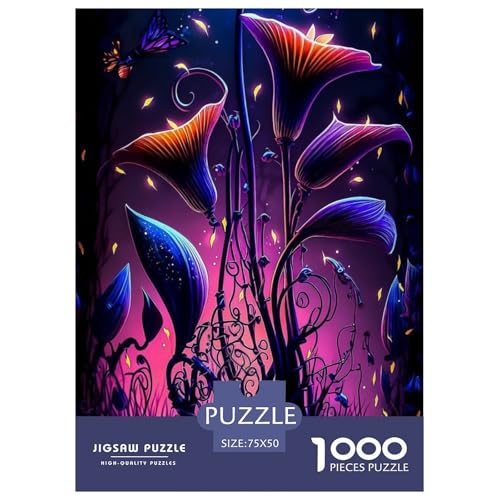 1000-teiliges Kunst-Blumen-Puzzle für Erwachsene und Teenager, Holzpuzzle für Familienspaß und Spieleabend, 1000 Teile (75 x 50 cm) von WXMMoney