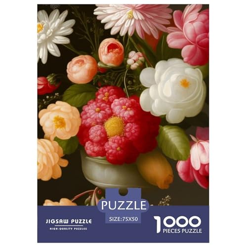 1000-teiliges Kunst-Blumen-Puzzle für Erwachsene und Teenager, Lernspiele für zu Hause, DIY-Spielzeug, 1000 Stück (75 x 50 cm) von WXMMoney