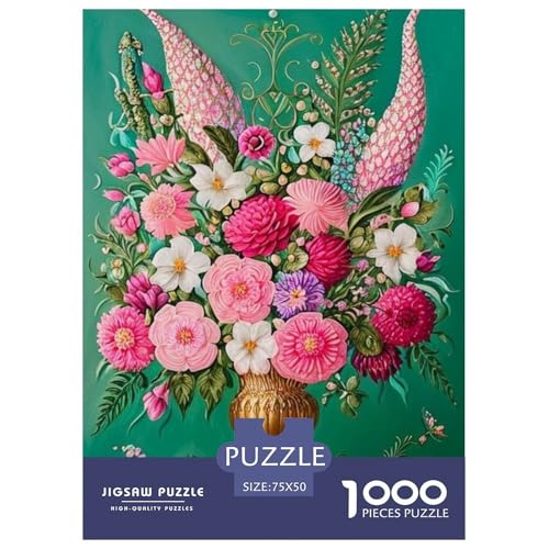 1000-teiliges Kunst-Blumen-Puzzle für Erwachsene und Teenager, Lernspiele für zu Hause, DIY-Spielzeug, 1000 Stück (75 x 50 cm) von WXMMoney