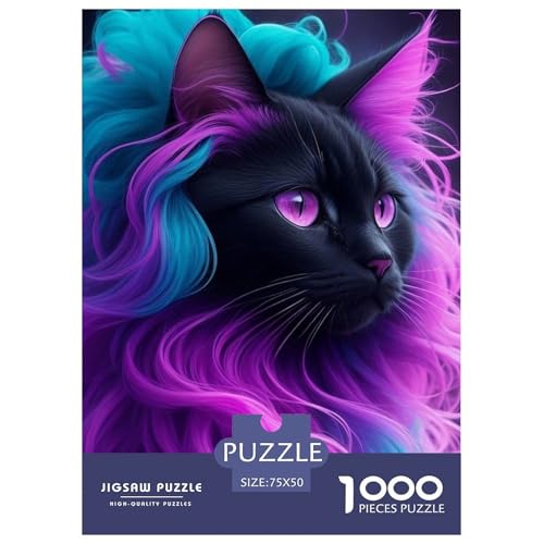 1000-teiliges Kunst-Katzen-Puzzle für Erwachsene, Puzzle, Puzzle für Erwachsene, Lernspielzeug, 1000 Teile (75 x 50 cm) von WXMMoney