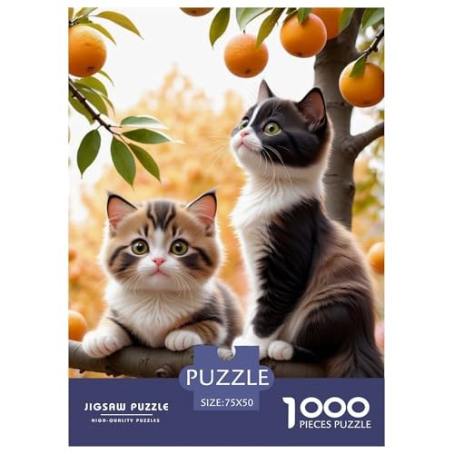 1000-teiliges Kunst-Katzen-Puzzle für Erwachsene, schwieriges Puzzle für Erwachsene, Lernspiel, Herausforderungsspielzeug, 1000 Stück (75 x 50 cm) von WXMMoney