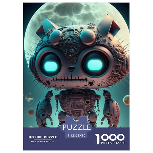 1000-teiliges Kunst-Puzzle „Mechanische Katze“ für Erwachsene, schwierige Puzzles für Erwachsene, Lernspiel, Herausforderungsspielzeug, 1000 Stück (75 x 50 cm) von WXMMoney