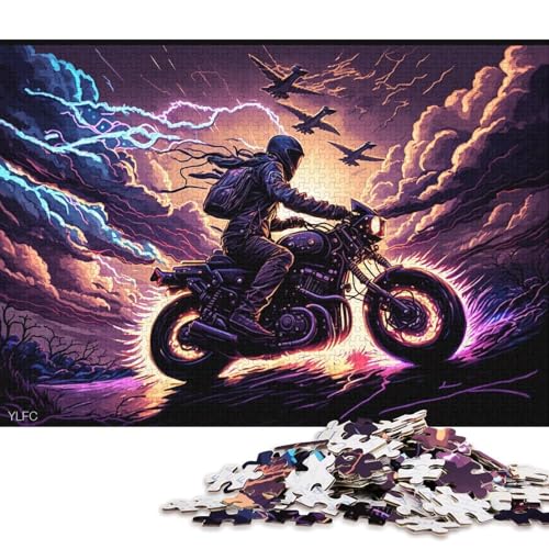 1000-teiliges Puzzle, Fantasy-Art-Motorrad, kreatives quadratisches Puzzle für Kinder und Holzpuzzle, Spielzeug, Denkspiel, 1000 Teile (75 x 50 cm) von WXMMoney