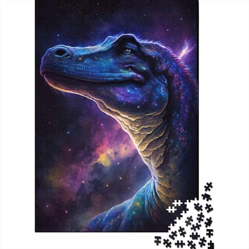 1000-teiliges Puzzle, Galaxie-Dinosaurier, quadratisches Puzzle für Kinder und Holzbrett-Puzzle, anspruchsvolles Spiel, 1000 Teile (75 x 50 cm) von WXMMoney