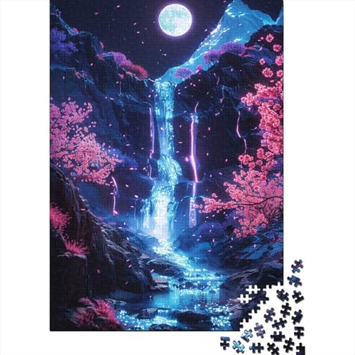 1000-teiliges Puzzle, Kirschblüten-Wasserfall, Puzzle, Heim-Wanddekoration, Lernspielzeug, Familienspiel, 1000 Stück (75 x 50 cm) von WXMMoney