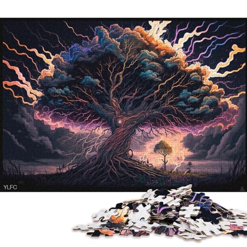 1000-teiliges Puzzle, Kunst, Lebensbaum, kreatives quadratisches Puzzle für Kinder und Holzpuzzle, Spielzeug, Denkspiel, 1000 Teile (75 x 50 cm) von WXMMoney