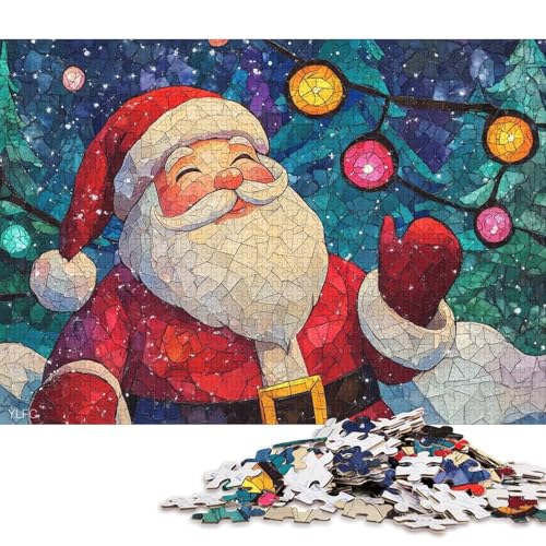 1000-teiliges Puzzle, Kunst, Weihnachtsmann, kreatives quadratisches Puzzle für Kinder und Holzpuzzle, Spielzeug, Denkspiel, 1000 Teile (75 x 50 cm) von WXMMoney