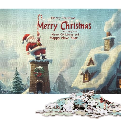 1000-teiliges Puzzle, Kunst, Weihnachtsmann, kreatives quadratisches Puzzle für Kinder und Holzpuzzle, Spielzeug, Denkspiel, 1000 Teile (75 x 50 cm) von WXMMoney