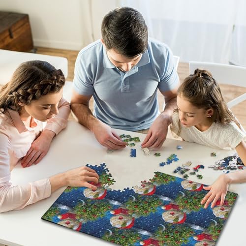 1000-teiliges Puzzle, Weihnachtskatze, kreatives quadratisches Puzzle für Kinder und Holzpuzzle, Spielzeug, Denkspiel, 1000 Teile (75 x 50 cm) von WXMMoney