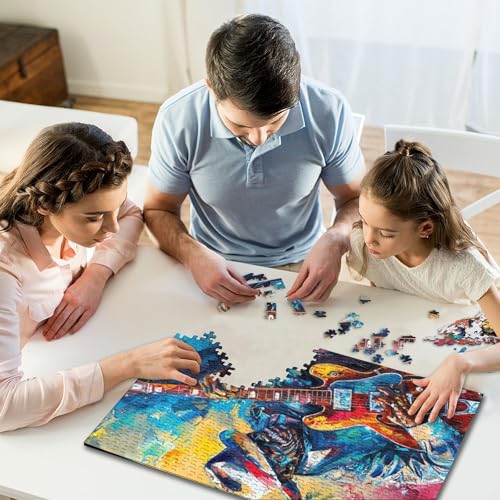 1000-teiliges Puzzle, farbenfrohes, künstlerisches Gitarren-Quadrat-Puzzle für Kinder und Holzpuzzles, Puzzles als Geschenke, 1000 Teile (75 x 50 cm) von WXMMoney