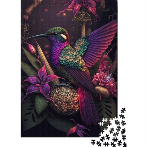 1000-teiliges Puzzle, farbenfrohes Kolibri-Puzzle für Kinder, Spielzeug, Herausforderungsspiel, kreatives Puzzle, Wanddekoration (75 x 50 cm) von WXMMoney