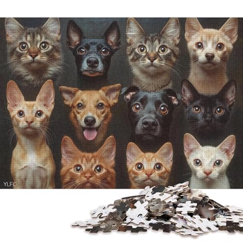 1000-teiliges Puzzle, künstlerischer süßer Hund, kreatives quadratisches Puzzle für Kinder und Holzpuzzle, anspruchsvolles Spiel, 1000 Teile (75 x 50 cm) von WXMMoney