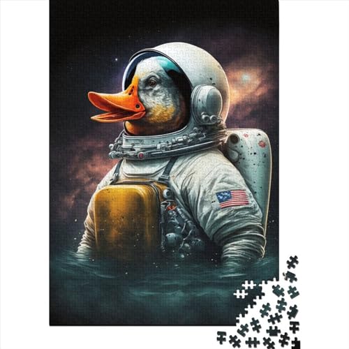 1000-teiliges Puzzle „Astronautenente“ für Erwachsene, schwierige Puzzles, Holzpuzzles für Erwachsene, Puzzles für Erwachsene, 1000-teilig (75 x 50 cm) von WXMMoney