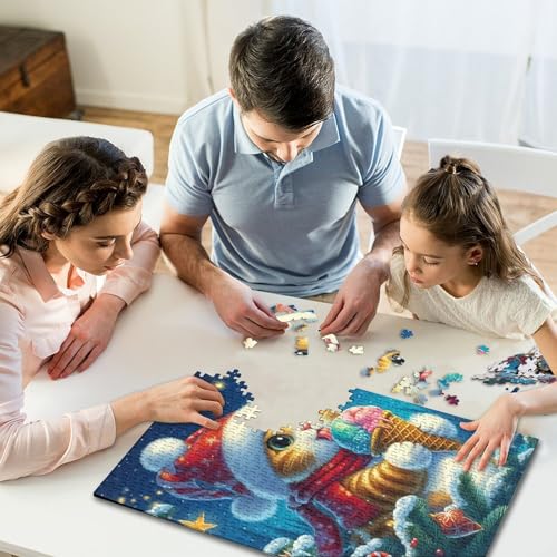 1000-teiliges Puzzle „Frohe Weihnachten“, kreatives quadratisches Puzzle für Kinder und Holzpuzzle, Lernspielzeug, 1000 Teile (75 x 50 cm) von WXMMoney