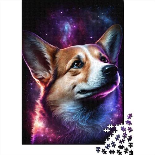 1000-teiliges Puzzle „Galaxy Art Corgi“, Puzzle aus Holz, Zusammenbauspielzeug, interaktives Familienspiel, 1000 Teile (75 x 50 cm) von WXMMoney