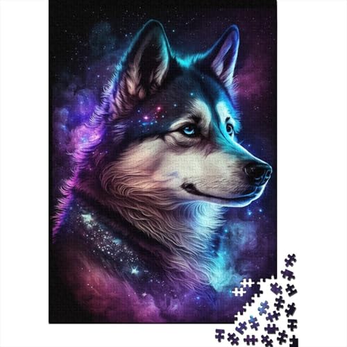 1000-teiliges Puzzle „Galaxy Art Husky“ für Kinder, Holzpuzzle, Lernspielzeug, 1000 Teile (75 x 50 cm) von WXMMoney