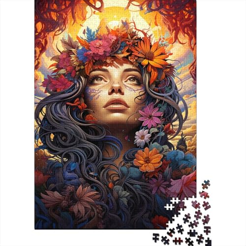 1000-teiliges Puzzle „Psychedelische und glückliche Frau“, quadratische Puzzles für Kinder, Holzbrett-Puzzles, einzigartige Herausforderungsspiele, 1000 Teile (75 x 50 cm) von WXMMoney