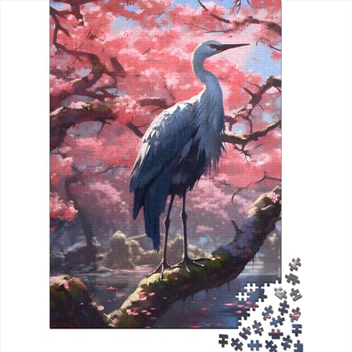 1000-teiliges Puzzle „Serene Sakura Crane“ für Erwachsene und Jugendliche, Holzpuzzle für Erwachsene und Jugendliche ab 12 Jahren, 1000 Teile (75 x 50 cm) von WXMMoney