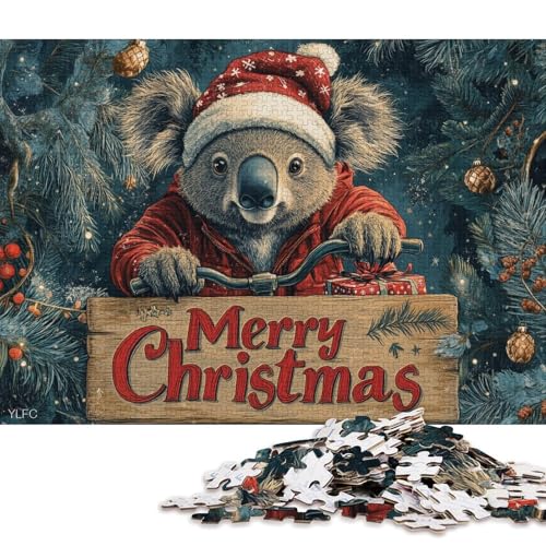 1000-teiliges Puzzle „Weihnachts-Koala“, kreatives quadratisches Puzzle für Kinder und Holzpuzzle, anspruchsvolles Spiel, 1000 Teile (75 x 50 cm) von WXMMoney